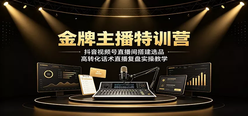 金牌主播特训营：抖音视频号直播间搭建选品，高转化话术直播复盘实操教学胖子网创胖子网创