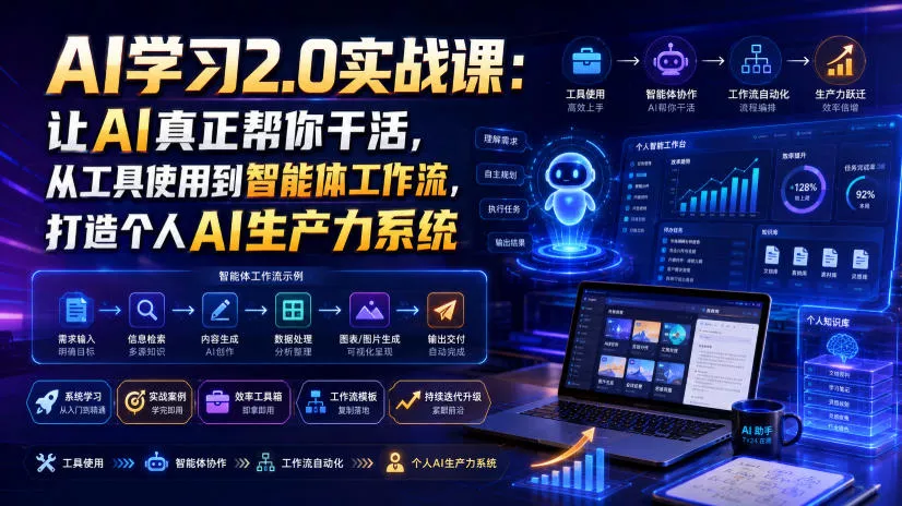 AI学习2.0实战课：让AI真正帮你干活，从工具使用到智能体工作流，打造个人AI生产力系统胖子网创胖子网创