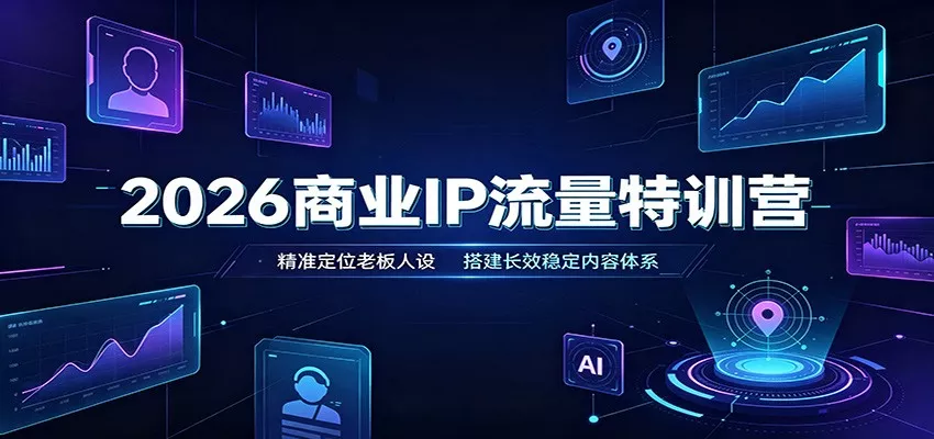 2026商业IP流量特训营：精准定位老板人设，搭建长效稳定内容体系胖子网创胖子网创