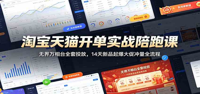 淘宝天猫开单实战陪跑课：无界万相台全套投放，14天新品起爆大促冲量全流程胖子网创胖子网创