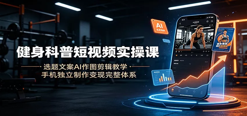 健身科普短视频实操课：选题文案AI作图剪辑教学，手机独立制作变现完整体系胖子网创胖子网创