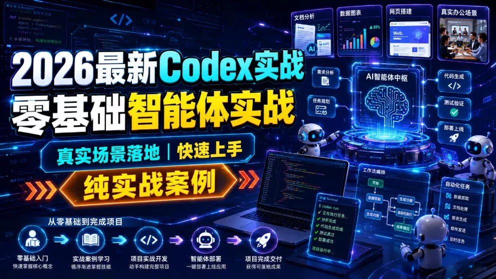 2026最新Codex实战零基础智能体实战，真实场景落地，快速上手，纯实战案例胖子网创胖子网创