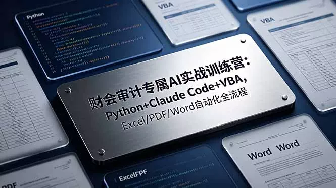 财会审计专属 AI实战训练营-更新:Python+Claude Code+VBA,Excel/PDF/Word自动化全流程 财会审计专属 AI实战训练营-更新:Python+Claude Code+VBA,Excel/PDF/Word自动化全流程