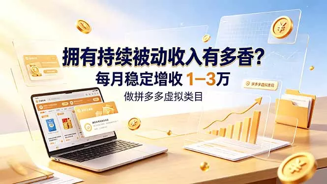 拥有持续被动收入有多香？做拼多多虚拟类目，每月稳定增收 1-3 万胖子网创胖子网创
