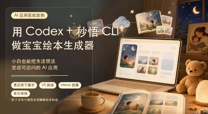 AI应用实战案例,用Codex+秒悟CLl做宝宝绘本生成器,小白也能把生活想法变成可访问的AI应用 AI应用实战案例,用Codex+秒悟CLl做宝宝绘本生成器,小白也能把生活想法变成可访问的AI应用