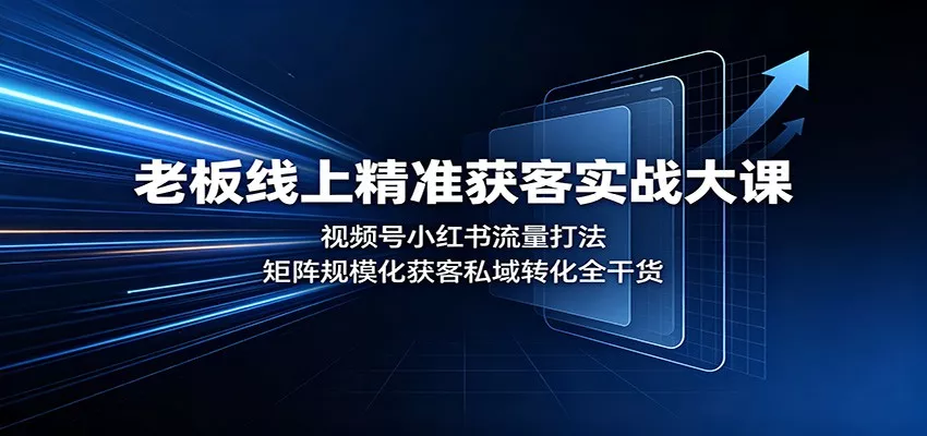 老板线上精准获客实战大课：视频号小红书流量打法，矩阵规模化获客私域转化全干货胖子网创胖子网创
