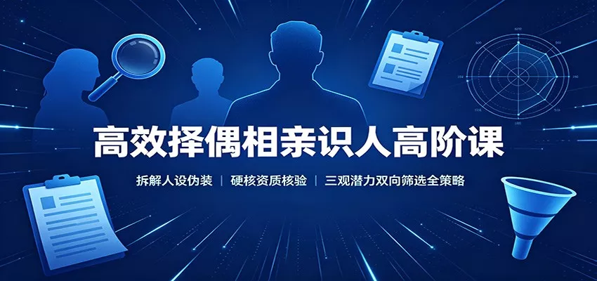 高效择偶相亲识人高阶课：拆解人设伪装，硬核资质核验，三观潜力双向筛选全策略胖子网创胖子网创