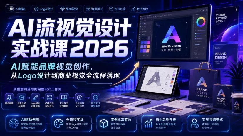 AI流视觉设计实战课2026：AI赋能品牌视觉创作，从Logo设计到商业视觉全流程落地胖子网创胖子网创