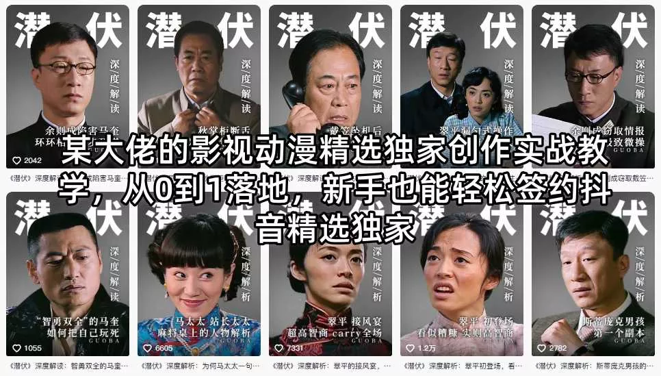 某大佬的影视动漫精选独家创作实战教学，从0到1落地，新手也能轻松签约抖音精选独家胖子网创胖子网创