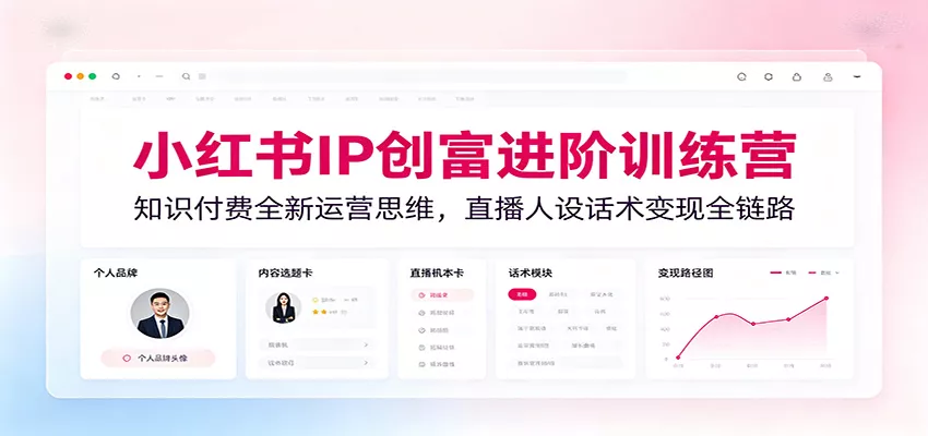 小红书IP创富进阶训练营：知识付费全新运营思维，直播人设话术变现全链路胖子网创胖子网创