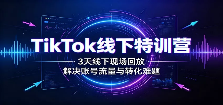 TikTok线下特训营：3天线下现场回放，解决账号流量与转化难题胖子网创胖子网创
