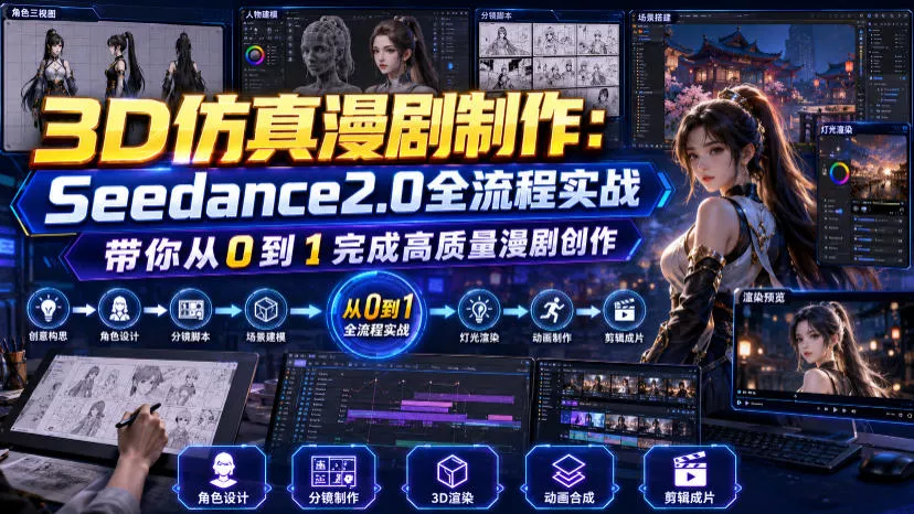 3D仿真漫剧制作：Seedance2.0全流程实战，带你从0到1完成高质量漫剧创作胖子网创胖子网创