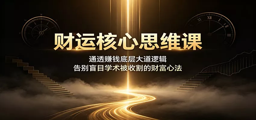 财运核心思维课:通透赚钱底层大道逻辑,告别盲目学术被收割的财富心法胖子网创胖子网创