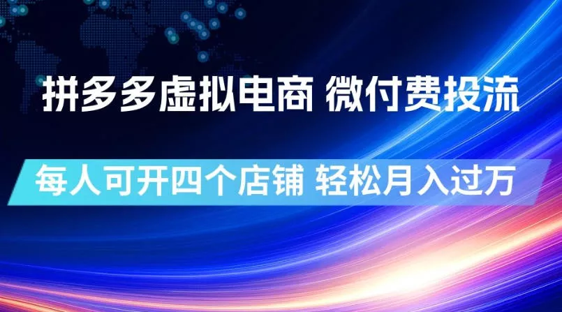 拼多多虚拟电商，微付费投流玩法，每人可开四个店，轻松月入过1W【揭秘】胖子网创胖子网创