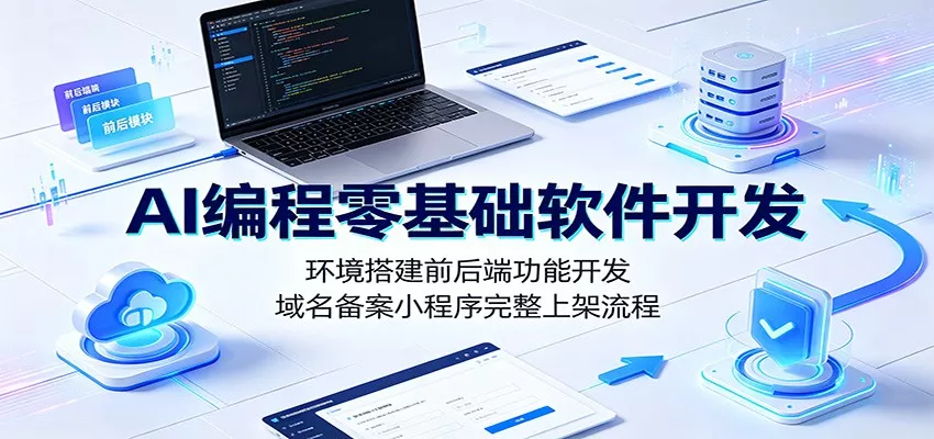 AI编程零基础软件开发：环境搭建前后端功能开发，域名备案小程序完整上架流程胖子网创胖子网创