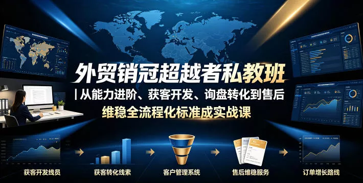 外贸销冠超越者私教班｜从能力进阶、获客开发、询盘转化到售后维稳全流程标准化成交实战课胖子网创胖子网创
