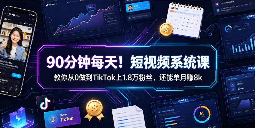 90分钟每天!短视频系统课教你从0做到TikTok上1.8万粉丝,还能单月賺8k【原创双语字幕】 90分钟每天!短视频系统课教你从0做到TikTok上1.8万粉丝,还能单月賺8k【原创双语字幕】