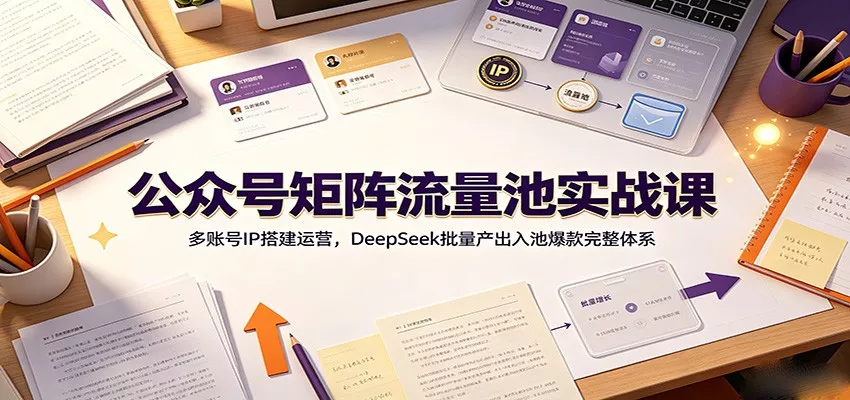 公众号矩阵流量池实战课：多账号IP搭建运营，DeepSeek批量产出入池爆款完整体系胖子网创胖子网创