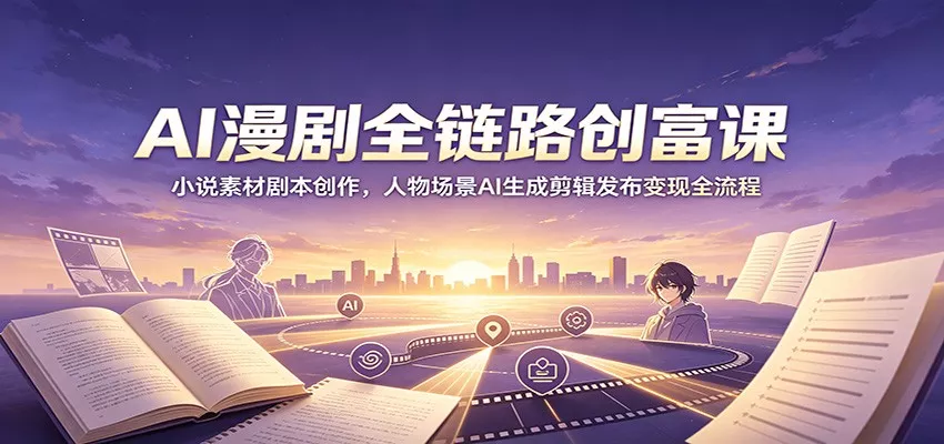 AI漫剧全链路创富课：小说素材剧本创作，人物场景AI生成剪辑发布变现全流程胖子网创胖子网创