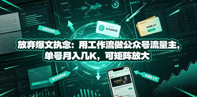 放弃爆文执念：用工作流做公众号流量主，单号月入几K，可矩阵放大胖子网创胖子网创
