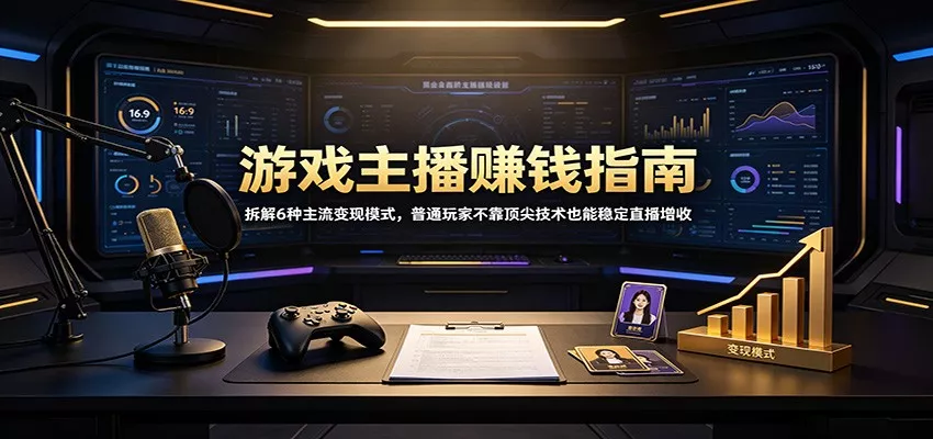 游戏主播赚钱指南：拆解6种主流变现模式，普通玩家不靠顶尖技术也能稳定直播增收胖子网创胖子网创