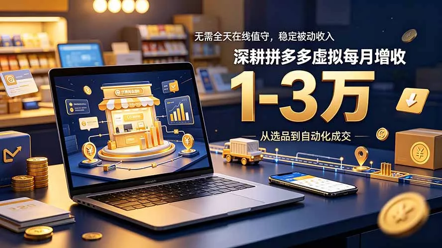 无需全天在线值守，稳定被动收入，深耕拼多多虚拟每月增收 1-3 万胖子网创胖子网创