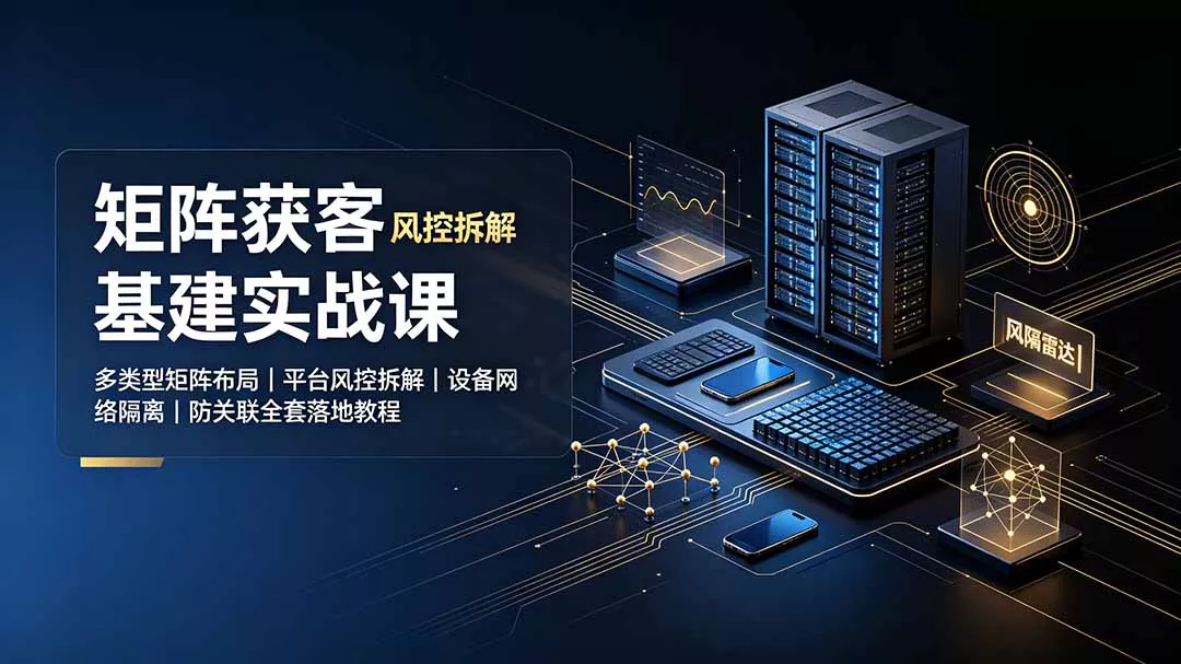 矩阵获客基建实战课：多类型矩阵布局｜平台风控拆解｜设备网络隔离｜防关联全套落地教程胖子网创胖子网创