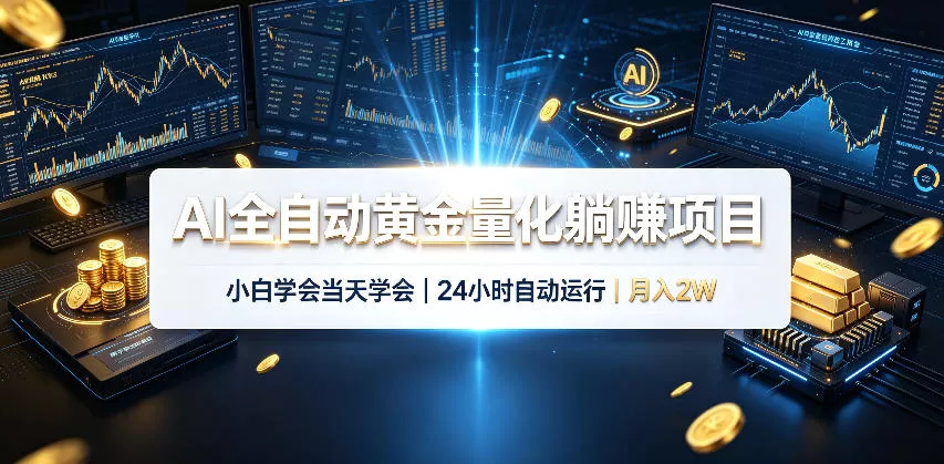 AI全自动黄金量化躺賺项目，24小时自动运行，月入2W！胖子网创胖子网创