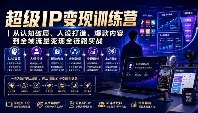 超级IP变现训练营｜从认知破局、人设打造、爆款内容到全域流量变现全链路实战胖子网创胖子网创