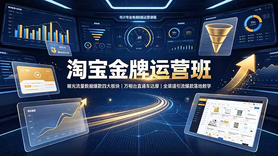 淘宝金牌运营班-7月:曝光流量数据爆款四大板块|万相台直通车达摩|全渠道引流爆款落地教学 淘宝金牌运营班-7月:曝光流量数据爆款四大板块|万相台直通车达摩|全渠道引流爆款落地教学