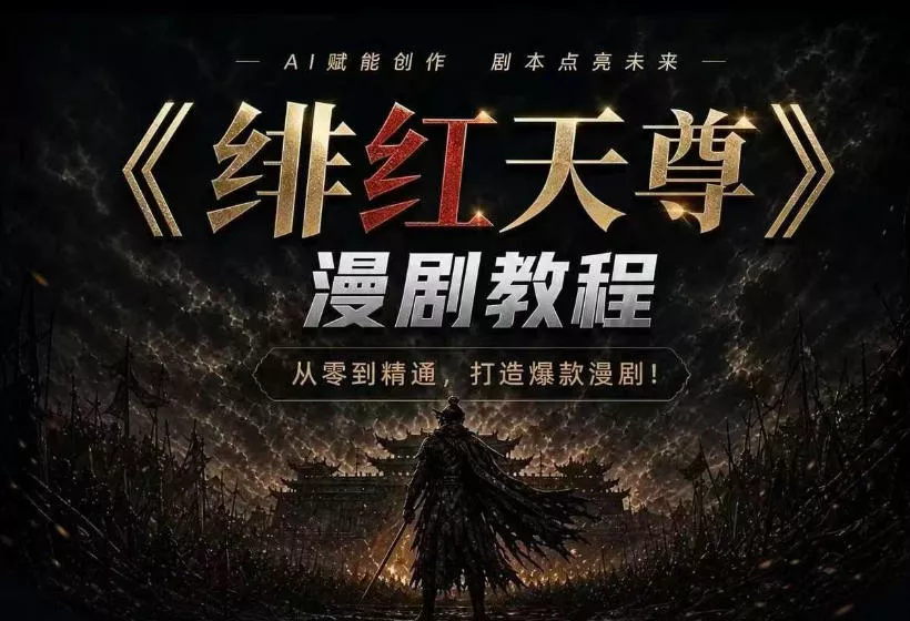 绯红天尊AI漫剧系统教程｜从零入门到精通，工具运用+剧本创作+爆款逻辑+提示词素材+镜头剪辑，全套爆款漫剧落地实战课胖子网创胖子网创