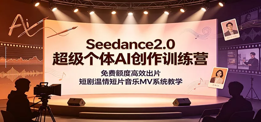 Seedance2.0超级个体AI创作训练营：免费额度高效出片，短剧温情短片音乐MV系统教学胖子网创胖子网创