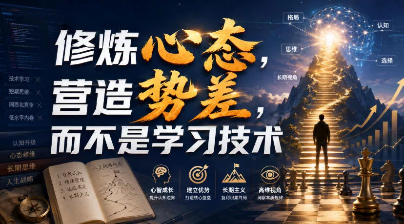付费文章：修炼心态，营造势差，而不是学习技术胖子网创胖子网创