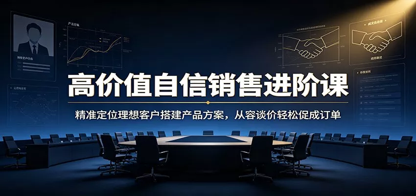 高价值自信销售进阶课：精准定位理想客户搭建产品方案，从容谈价轻松促成订单胖子网创胖子网创