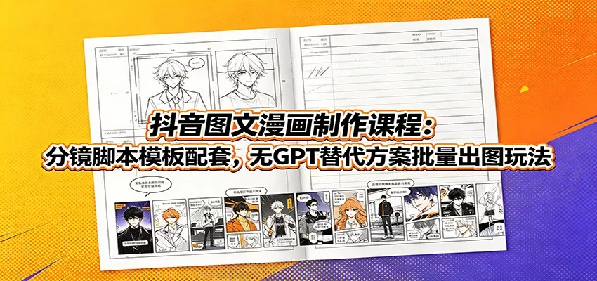抖音图文漫画制作课程：分镜脚本模板配套，无GPT替代方案批量出图玩法胖子网创胖子网创