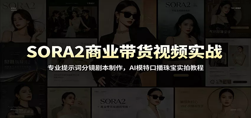 SORA2商业带货视频实战：专业提示词分镜剧本制作，AI模特口播珠宝实拍教程胖子网创胖子网创
