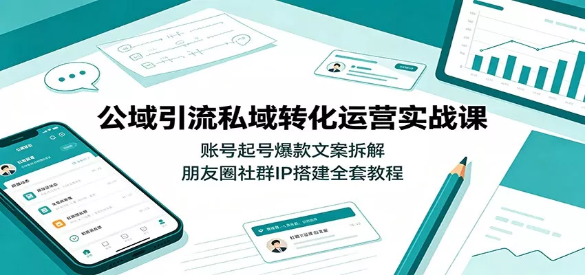 公域引流私域转化运营实战课：账号起号爆款文案拆解，朋友圈社群IP搭建全套教程胖子网创胖子网创