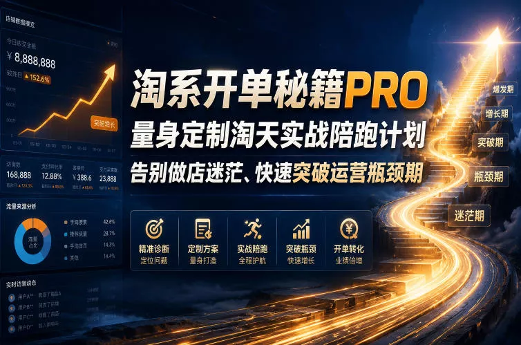 淘系开单秘籍PRO，量身定制淘天实战陪跑计划，告别做店迷茫、快速突破运营瓶颈期(更新20260728)胖子网创胖子网创