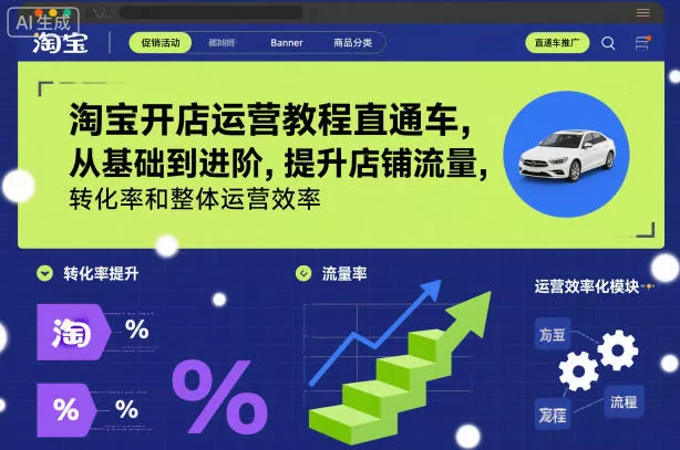 淘宝开店运营教程直通车,从基础到进阶,提升店铺流量,转化率和整体运营效率(更新26年07月11日) 淘宝开店运营教程直通车,从基础到进阶,提升店铺流量,转化率和整体运营效率(更新26年07月11日)
