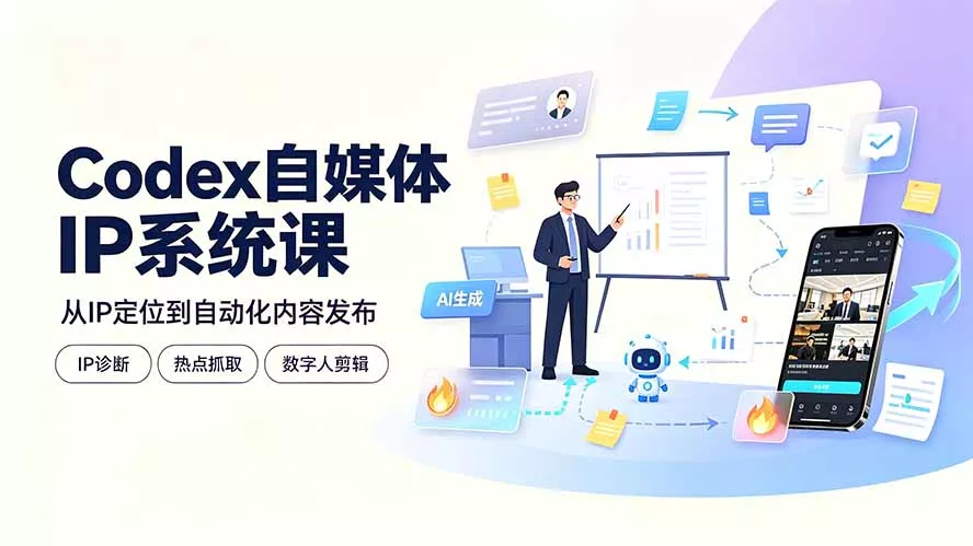 Codex自媒体IP系统课:IP诊断/热点抓取/IP蒸馏 Skill,爆款复刻数字人多平台自动发布教程 Codex自媒体IP系统课:IP诊断/热点抓取/IP蒸馏 Skill,爆款复刻数字人多平台自动发布教程