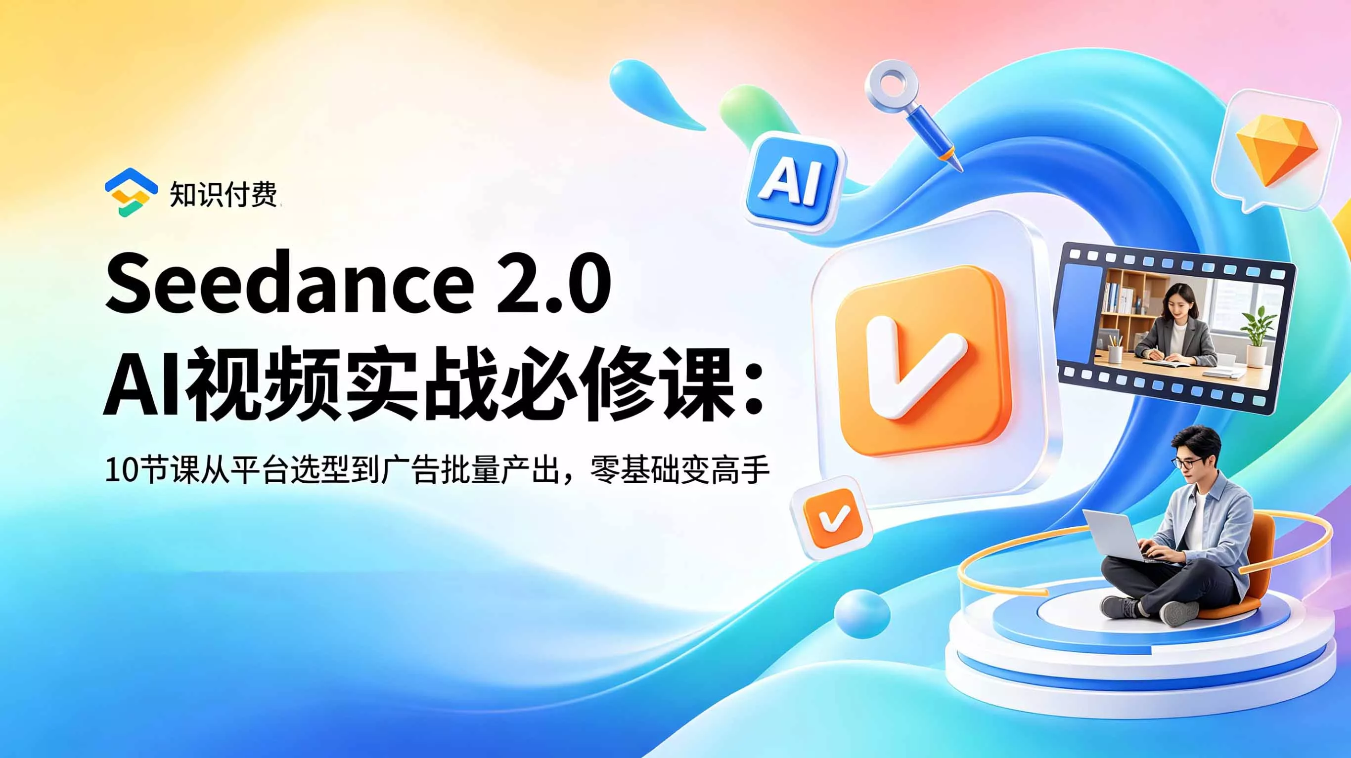 Seedance 2.0 AI视频实战必修课：10节课从平台选型到广告批量产出，零基础变高手胖子网创胖子网创