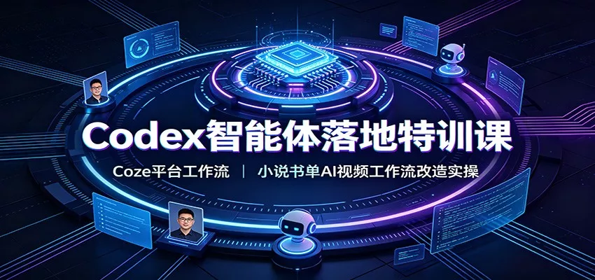 Codex智能体落地特训课：Coze平台工作流，小说书单AI视频工作流改造实操胖子网创胖子网创