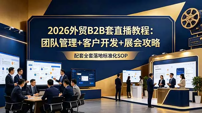 2026外贸B2B套直播教程：团队管理+客户开发+展会攻略，配套全套落地标准化SOP胖子网创胖子网创