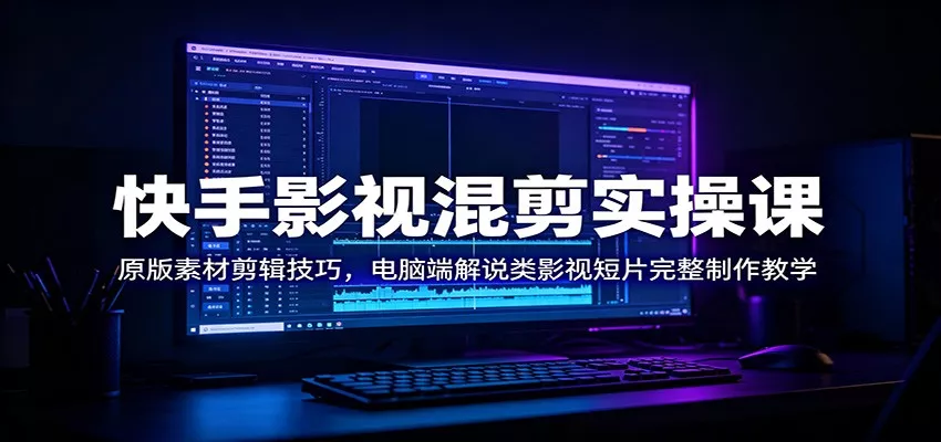 快手影视混剪实操课：原版素材剪辑技巧，电脑端解说类影视短片完整制作教学胖子网创胖子网创