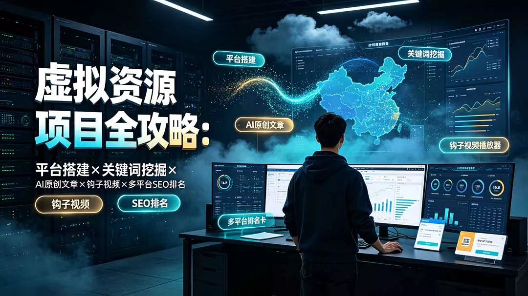 虚拟资源项目全攻略:平台搭建×关键词挖掘×AI原创文章×钩子视频×多平台SEO排名 虚拟资源项目全攻略:平台搭建×关键词挖掘×AI原创文章×钩子视频×多平台SEO排名