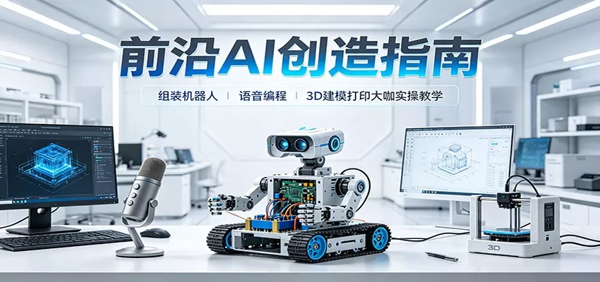 前沿AI创造指南：组装机器人、语音编程、3D建模打印大咖实操教学胖子网创胖子网创