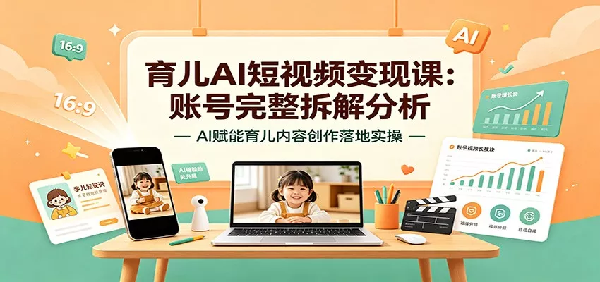 育儿AI短视频变现课：账号完整拆解分析，AI赋能育儿内容创作落地实操胖子网创胖子网创