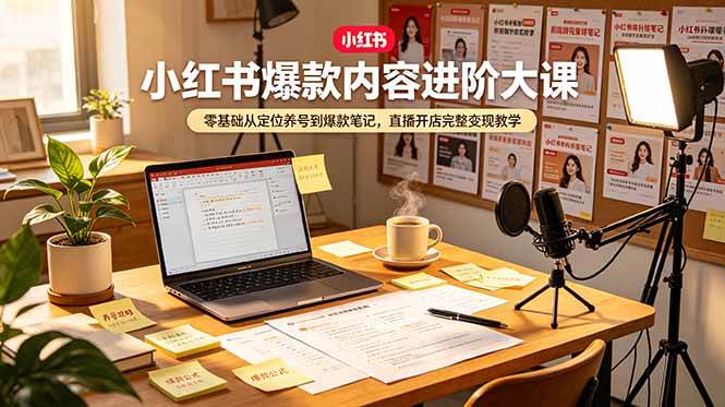 （19118期）小红书爆款内容进阶大课，零基础从定位养号到爆款笔记，直播开店完整变现教学胖子网创胖子网创