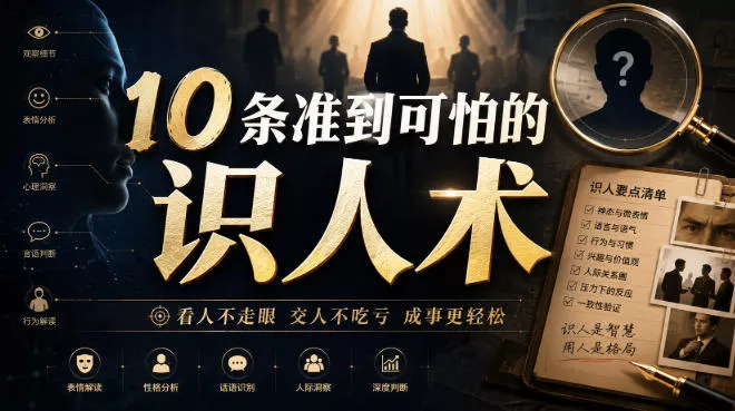 付费文章：10条准到可怕的识人术胖子网创胖子网创