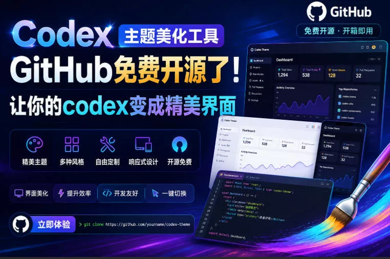 Codex主题美化工具，GitHub免费开源了！让你的codex变成精美界面胖子网创胖子网创